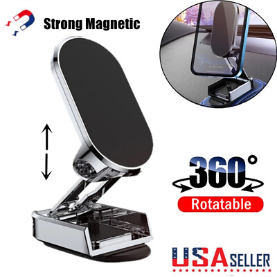 #ad NEW Alloy Folding Magnetic 360° Car Phone Holder Foldable Car Phone Mount V $4.89