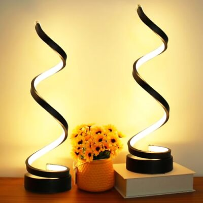 #ad Modern Table Lamp Set of 2 Dimmable Spiral Table Lamps for Nightstand 12W L... $81.45