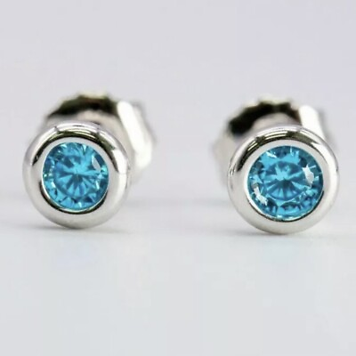 #ad Tiffany Co 925 Silver Elsa Peretti Blue Aquamarine By Yard Earrings w Pouch $249.99