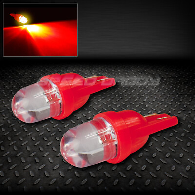 #ad PAIR 10MM ROUND LED T10 W5W 194 168 RED INTERIOR DOME 12V LIGHT BULB LAMP BULBS $2.96