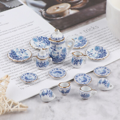 #ad 1:12 Scale Dollhouse Miniature Tableware Ceramic Tea Cups Plate Kit Accessories $9.99