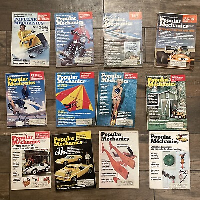 #ad Popular Mechanics Magazine Lot of 12 1972 full year Jan Dec cool vintage ads $20.00