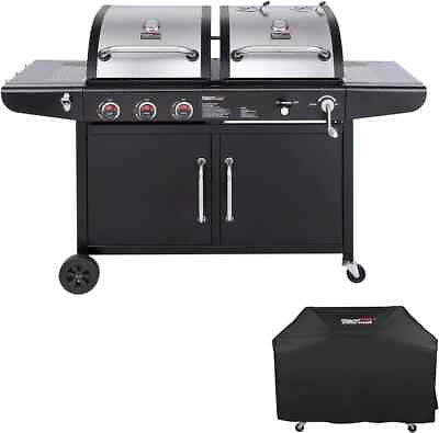 #ad ZH3002C Dual Fuel 3 Burner Gas and Charcoal Grill Combo with Cover Cabinet $436.96