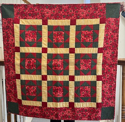 #ad Red Floral Quilt $200.00