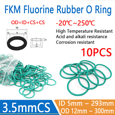 #ad 3.5 mm Cross Section FKM O Rings Metric 12mm to 300mm OD Oil Resistant Seals $2.25
