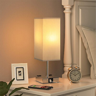 #ad Table Lamp Nightstand Lamp Warm White Touch Control USBamp;AC Socket Dimmable D8V4 $27.99