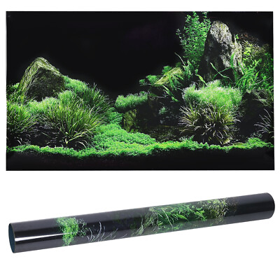 #ad Aquarium Fish Tank Seafloor Water Grass Background Decoration Painting PVC S Mnj $7.86
