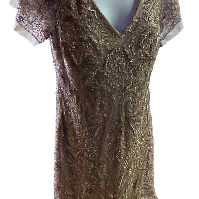 #ad Ladies Cocktail Party Dress Designer Size 8 Cold Shoulder Sequin Lace NWT $39.00