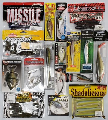 #ad NEW Fishing Tackle Assortment Grab Box $50. Variety Lures Soft Plastics Hooks $27.99