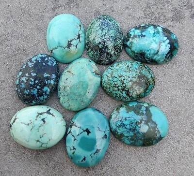#ad AAA Natural Tibetan Turquoise Oval Shape Cabochon Calibrated Loose Gemstones $11.50