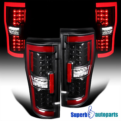 #ad Fits 2017 2019 Ford F250 F350 LED Black Tail Lights Brake Lamp Red Signal Tube $247.98