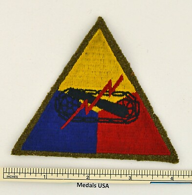 #ad HQ Headquarters Armored Tank Patch Black Back Wool WWII Army No glow Cut edge $24.95