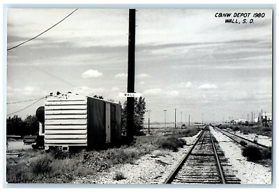 #ad c1980 Camp;NW Depot Wall South Dakota SD Train Depot Station RPPC Photo Postcard $29.95