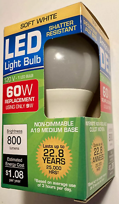 #ad Single Soft White LED Soft White 60 W Watt Light Bulb NEW Free Shipping $6.99