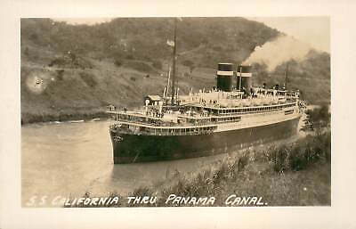 #ad Vintage SS California Panama Canal Zone RPPC 30s Photo Postcard Steamer $31.35