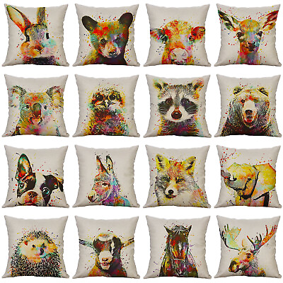 #ad Pillow Covers18x18 Watercolour Animals Design Throw Pillow Case Cushion for Sofa $3.66