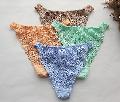 #ad 2PCS Women Sexy Thongs Floral embroidery Underwear High Cut G string Panties S M $4.31