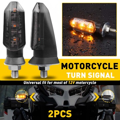 #ad 2x Motorcycle LED Turn Signal Blinker Light Indicator Smoke Amber Waterproof 12V $9.99