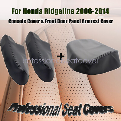 #ad Fits Honda Ridgeline 06 14 Console Cover amp; Front Door Panel Armrest Cover Black $13.09