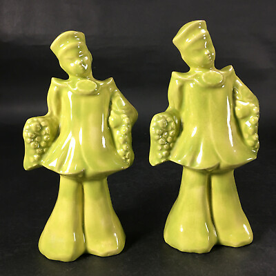 #ad Vintage Pair Mid Century Ceramic decorative Figurine ca. 50s Tiki Pacific Asian $22.88