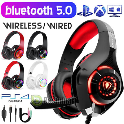 #ad Pro Gaming Headset W Mic LED For XBOX One PS4 PS5 PC Headphones Microphone Bass $19.75