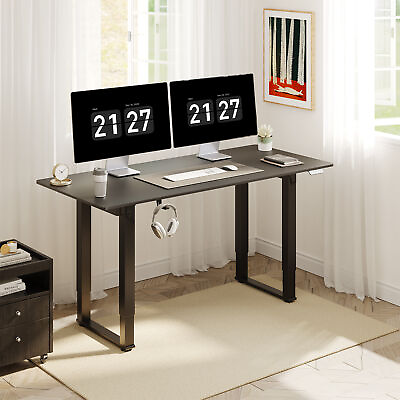 #ad 4 Legs Height Adjustable Standing Desk Dual Motors Home Office Desk White Black $249.99