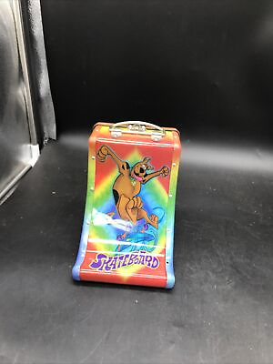 #ad Vintage Scooby Doo Skateboard Lunch Box Colorful Shaped Metal Tin with Handle $26.87