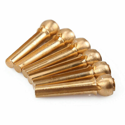 #ad 6PC Acoustic Guitar Brass Bridge Pins Brass Cone String Dot Solid String Nails $4.59
