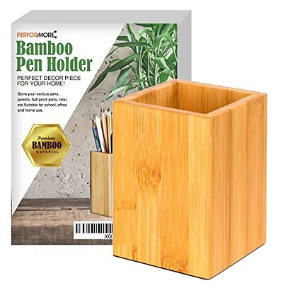 #ad 1 Pack of Bamboo Pen Holder Wooden Pencil Holder Desk Organizer Multi Purpo... $20.76