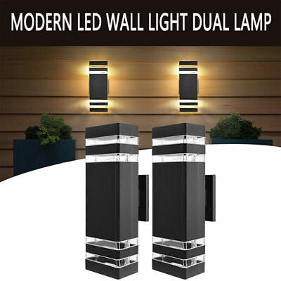 #ad Modern Up Down Wall Light Sconce Dual Head Lamp Fixtures Outdoor Waterproof 2PK $44.99