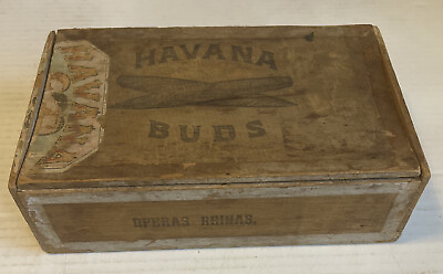 #ad Buds Cigar Box Operas Reinas Antique Factory 168 Neb. $34.95