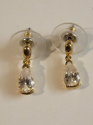 #ad Clear Crystal Tear Drop Dangle earrings $15.00