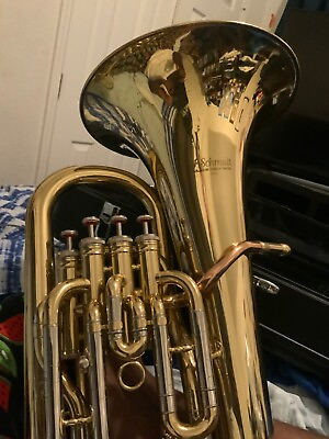 #ad Schmidt Lacquered 4 Valve Euphonium Gold and used $2000.00