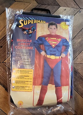 #ad SUPERMAN COSTUME Boy#x27;s Size L 12 14 8 10years old Muscled Super Man Halloween $15.59