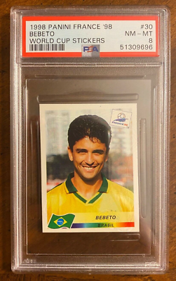 #ad 1998 Panini World Cup France Sticker Soccer #30 Bebeto Brazil ROOKIE PSA 8 MINT $119.00