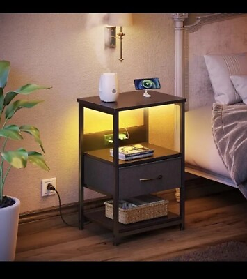 #ad Bed Side Desk With Charging Ports And Colorful Lights $38.00