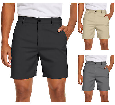 #ad Men#x27;s Golf Shorts Flat Front Lightweight Quick Dry Pockets Flex Dress 7#x27;#x27; Pants $18.09