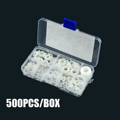 #ad 500Pcs Nylon Flat Washer Gasket Assortment Plastic Sealing O rings O Ring w Box $10.74