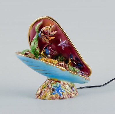 #ad French lamp in the shape of a seashell with fish and aquatic plants. Ca 1960s $420.00