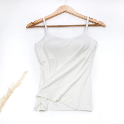 #ad Women Vest Underwear Summer Soft Tank Top Built in Bra Spaghetti Strap Casual So $26.99