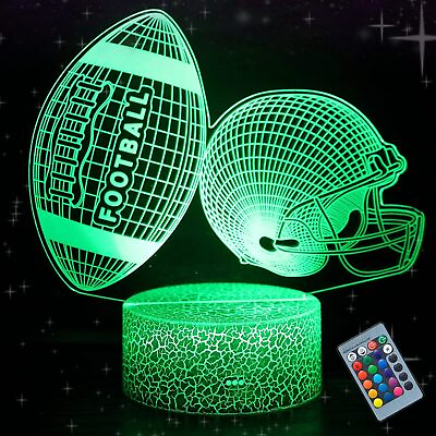 #ad Rugby 3D Illusion American Football Night Lights 16 Colors Changing Desk Lamp wi $23.57