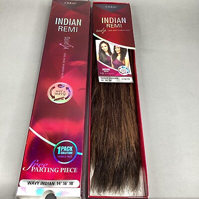 #ad Duvessa Wavy Indian Black amp; Honey 14” 18” 100% Human Hair Extensions amp; Part $84.99