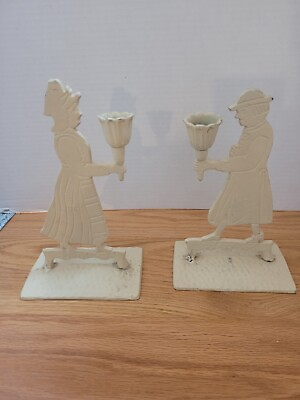 #ad Vintage Metal Candlestick Holders Colonial Style. Man and Woman $35.00