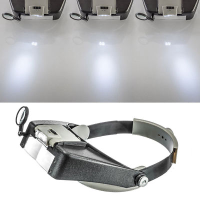#ad Jewelers Head Headband Magnifier LED Illuminated Visor Magnifying Glasses Loupe $7.89