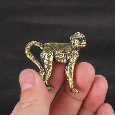 #ad Solid Brass Antique Chinese Zodiac Monkey Animal Statue Figuriens $8.99