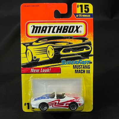 #ad Matchbox 1997 Super Fast #15 New Look Ford Mustang Mach III White Diecast NEW $3.99