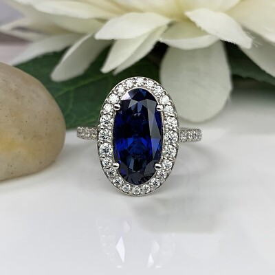 #ad Engagement Ring Natural Diamond 0.60 Ct Blue Sapphire Fine 950 Platinum All Size $1630.95