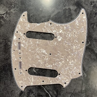 #ad Vintage Accurate pickguard for #x27;64 #x27;76 USA Fender Mustang Aged Pearl Wide Bevel $59.95