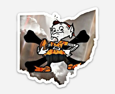 #ad MAGNET Brownie Elf of the Cleveland Browns Ohio Crossbones Dawg Vinyl CLE NFL $5.45