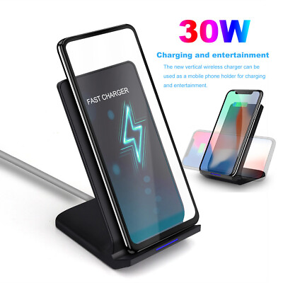 #ad 30W Wireless Fast Charger Stand Dock For Samsung S24 Ultra S23 Apple iPhone 15 $12.99